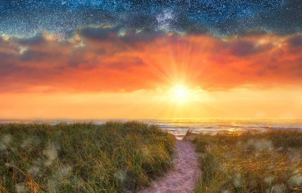 Sunset Beach Path Panoramic Background
