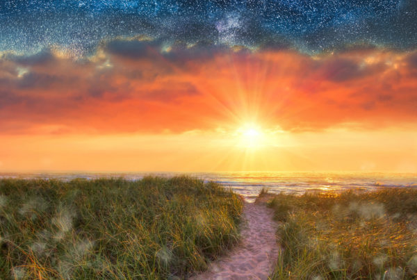 Sunset Beach Path Panoramic Background